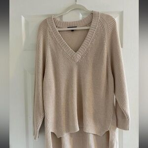 Express V-Neck Sweater in Cream
